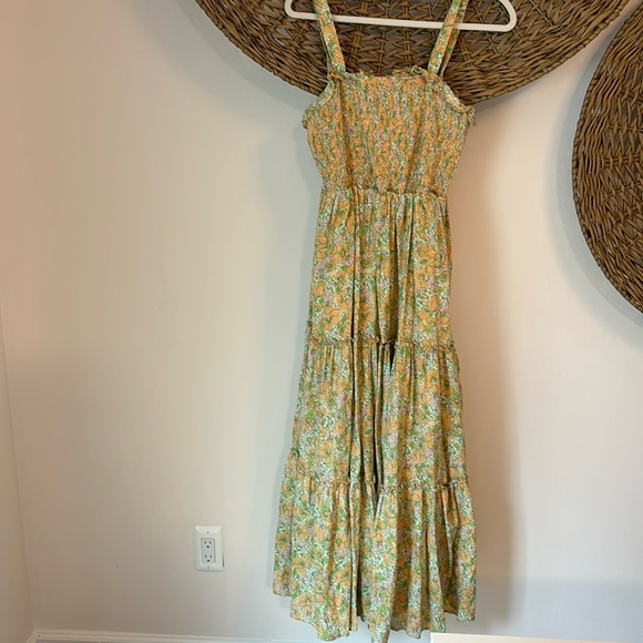ModCloth | Orange & Pink Floral Charming Chance Encounters Milkmaid Boho Maxi - Picture 6 of 9